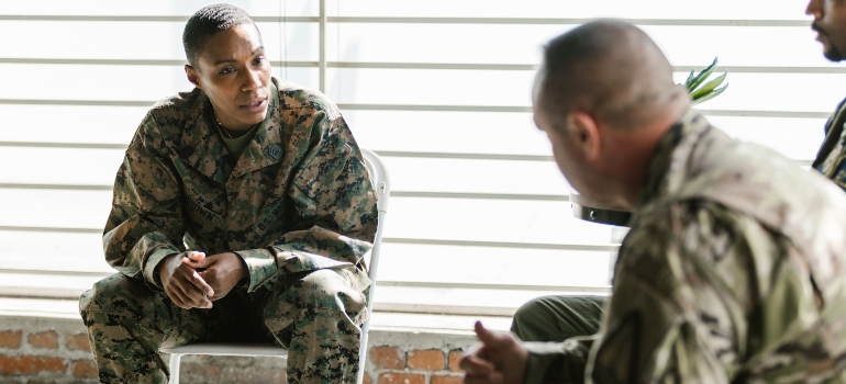 female soldier explaining coping with loss during your sober journey