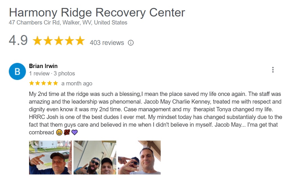 A review of a Harmony Ridge Recovery Center client