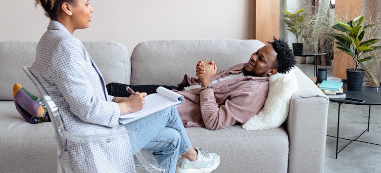 Man in a Psychotherapy Session with a Psychologist