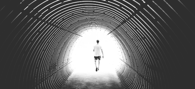 a man in a tunnel