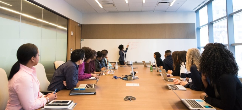 several people in a meeting