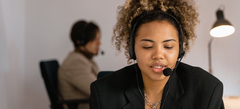 Woman working at a hotline.