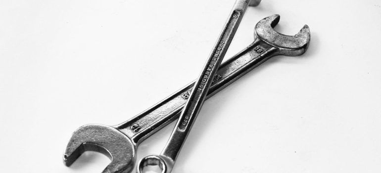 Steel wrenches on the white background.