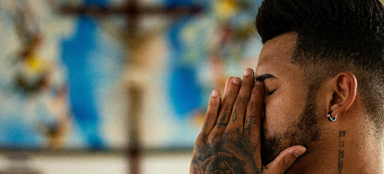 a man praying