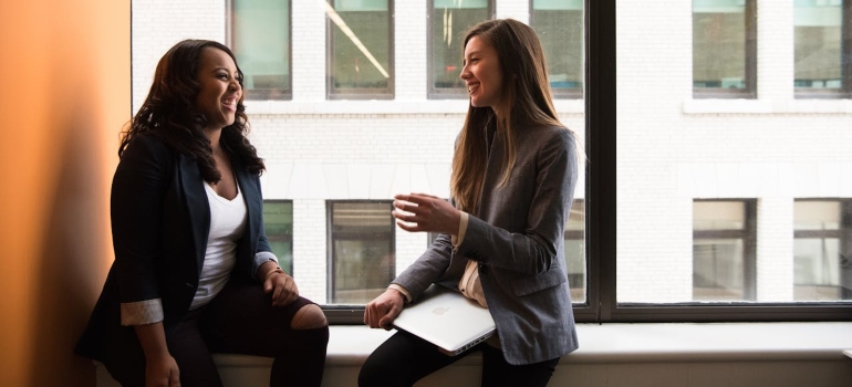 Woman in formal conversation