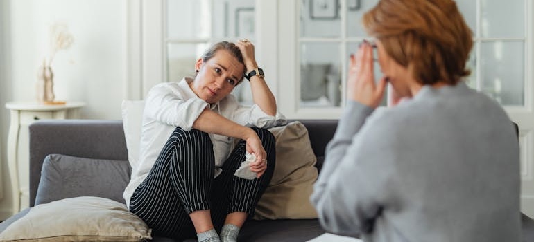 Woman talking to a psychiatrist.