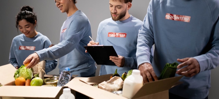 volunteers at the food bank