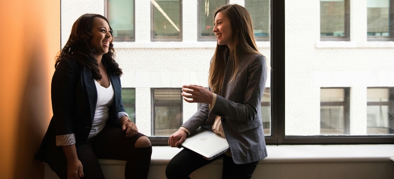 Two women talking