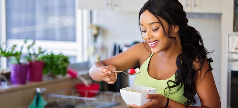 A person eating a healthy meal