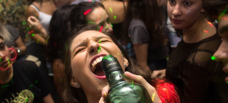 people drinking at the party