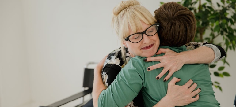 two women hugging