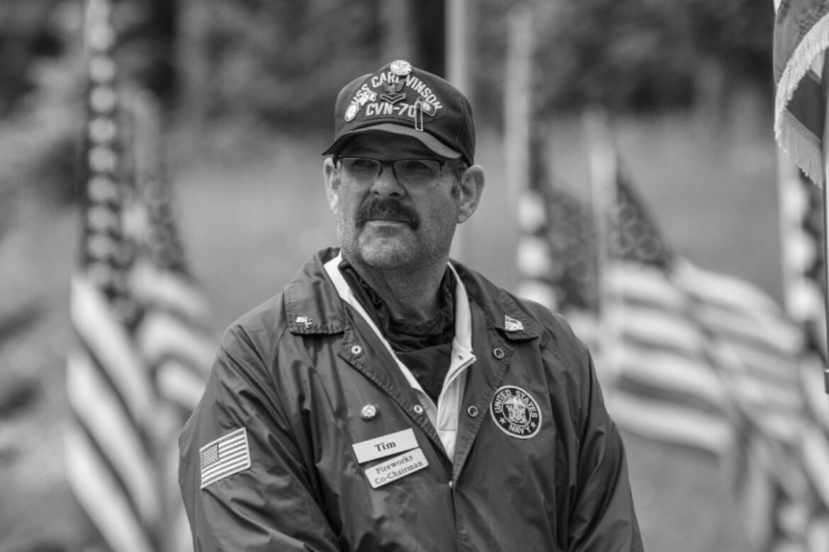 A veteran is attending a celebration.