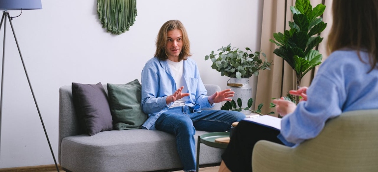 a man talking to a therapist